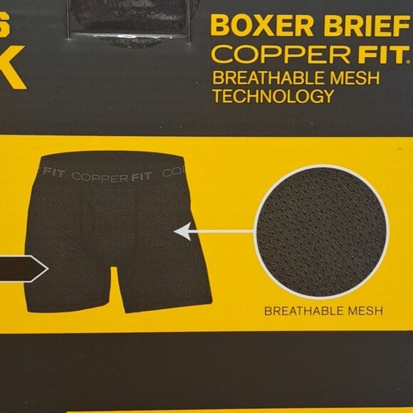 4PK Copper Fit Mens Performance Workgear Boxer Briefs S 28-30  Copper Infused - Picture 7 of 10